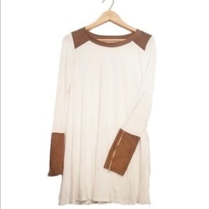 Tunic dress suede shoulders and cuffs